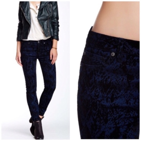 Free People Dark Blue Corduroy Skinny Pants Size W 26 - Picture 1 of 14